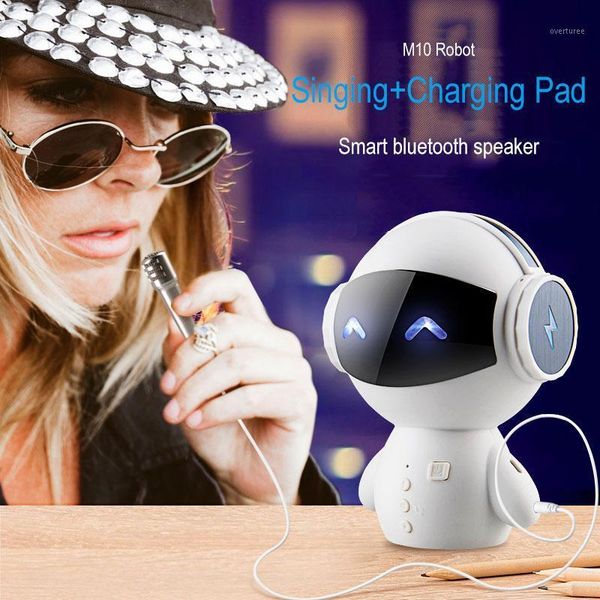 

portable speakers tv karaoke intelligent robot bluetooth speaker m10 smart-robot cute bass stereo wireless for power bank karaoke1