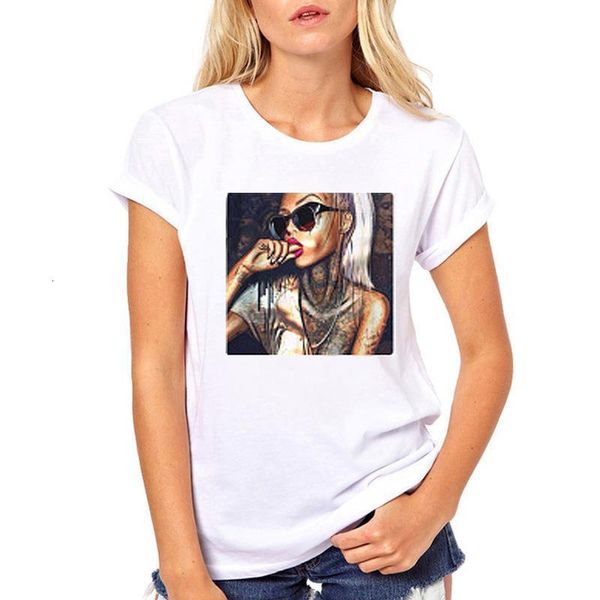 

fashion women t shirt casual short sleeve tee white tee lady summer t-shirt punk cartoon print tee shirts harajuku t-shirt