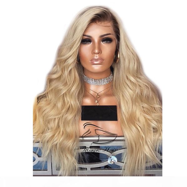 

wavy ombre t1b 613 blonde lace front wigs pre plucked with baby hair 150% 180% 250% density human hair wigs, Black