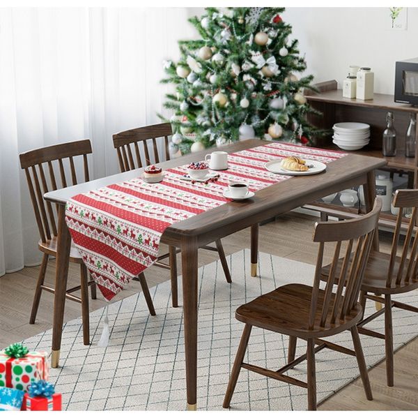 

merry christmas purple deer snowflake long table runner cloth party dinner non slip table runner cotton linen home decor f bbyvyn