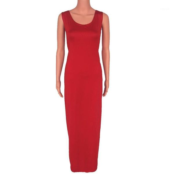 

women dress summer fashion maxi dress ladies vest style solid color sleeveless long dresses1, Black;gray