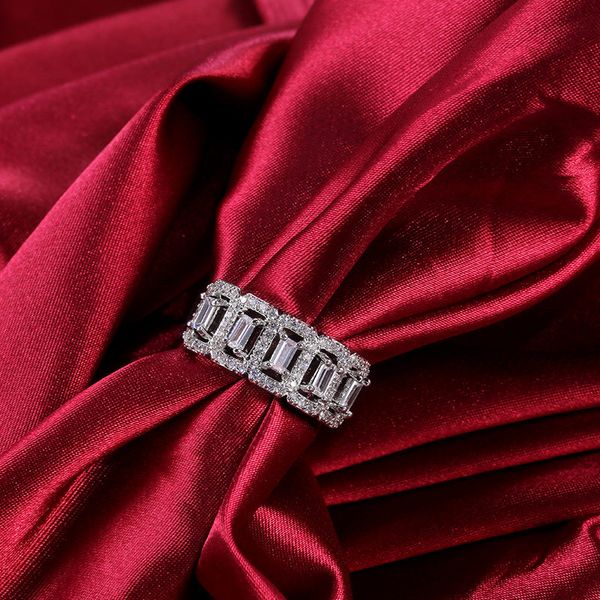 2022 Fashion Top splendente gioielli 925 standard Sterling Silver Princess Cut White Topaz CZ Diamond gemma donna anello nuziale regalo festa produttore all'ingrosso
