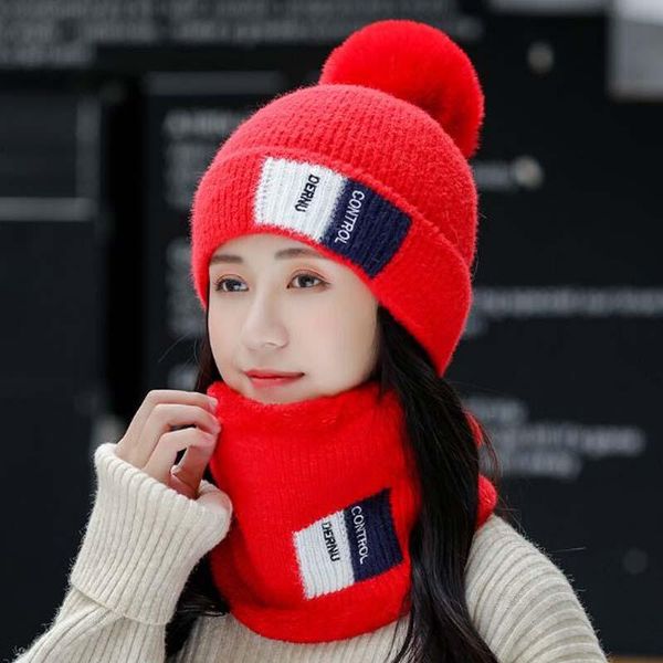 

beanie/skull caps xeongkvi korean national flag skullies beanies ear protection hat scarf set autumn winter warm add plush knitted hats for, Blue;gray
