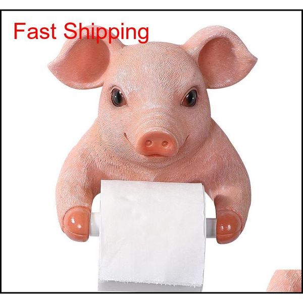 

bathroom toilet roll paper holder cute pig holding case resin qylraz new_dhbest