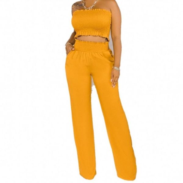 

african clothing outfits club party women two piece set strapless high waist straight trousers fashion matching suit, Gray