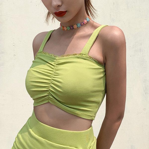 

simple lace up women skirts 2two piece sets 2020 summer trend harajuku pure casual camisole mini skirts suits1, White