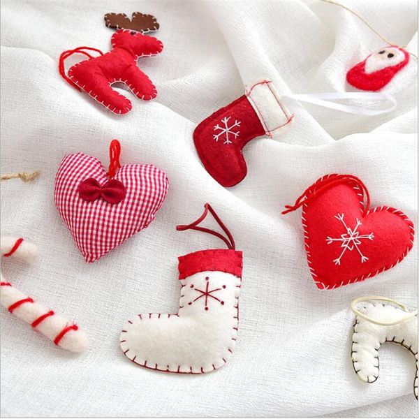 

socks wool felt cane star pendant tree hanging ornaments christmas decorations for home party decor festival supplies