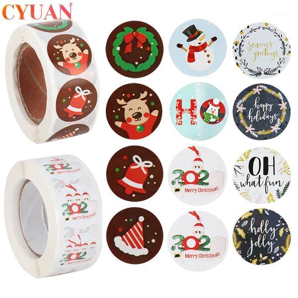 

christmas decorations 500pcs 2021 merry stickers santa claus tree candy bag seal sticker xmas gifts box labels craft paper sticker1