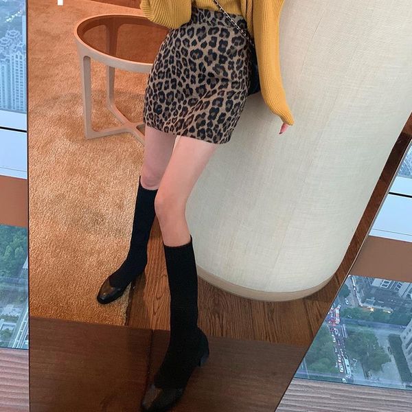 

2021 new female leopard miniskirts print fine fit short spring and fall out women's clothes y353 dui9, Black