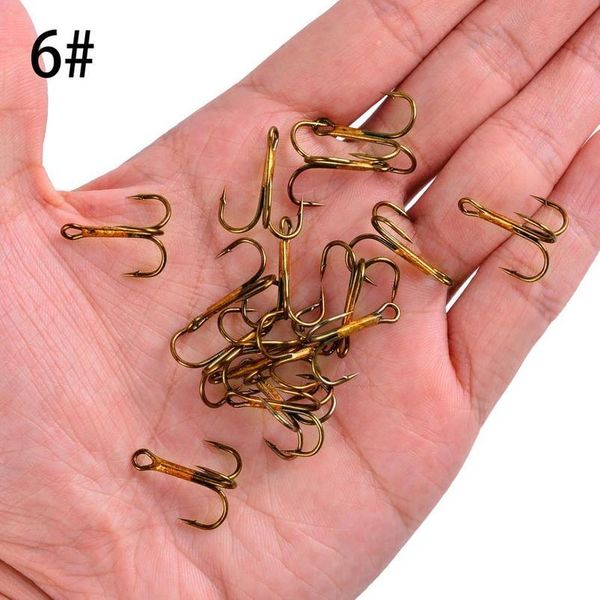 

10pc / box fishing hooks high steel carbon treble fishing hook round folded saltwater bass 3/0 # -14 # fishhook tack sqcday