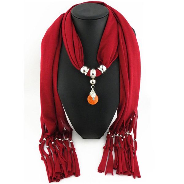 

runmeifa new zinc alloy resin beeswax pendant scarf necklace for women tassel polyester jewelry scarves necklaces jewelry gift bbyvbj, Blue;gray