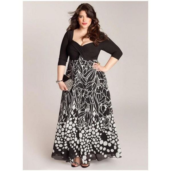 

2019 print fashion oversize trend dress 7085, Black;gray