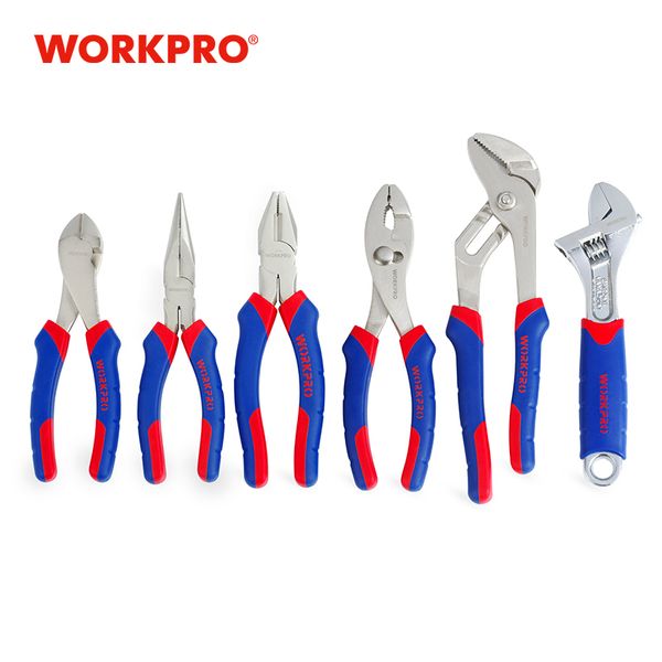 WorkPro 6 pc Home Tool Ferramenta Set Plier Conjunto Conjunto Alicates Diagnóficos Alicates Bomba de Água Alicate Ajustável Chave Y200321