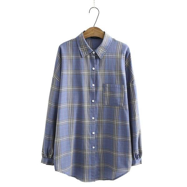 

plus size women's plaid blouse full cotton long sleeved vintage large size muslim blusas, White