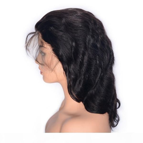 

body wave lace front wig with baby hair brazilian human hair wigs with bleached knots, Black;brown