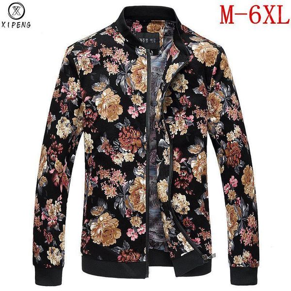 

hip hop jacket men slim fit flowers pilot bomber jacket men's stand collar coats male clothing streetwear chaqueta hombre1, Black;brown