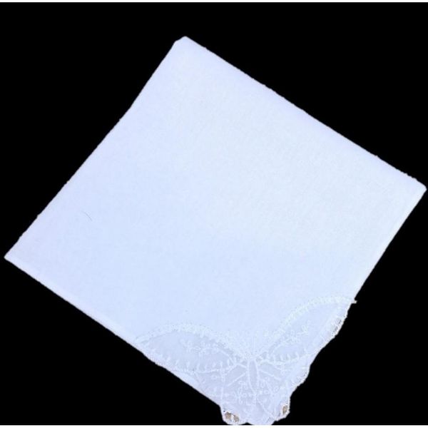 

handkerchief with embroidery white lace handkerchief for wed party banquet use 100% cotton cloth napkin tpb1c