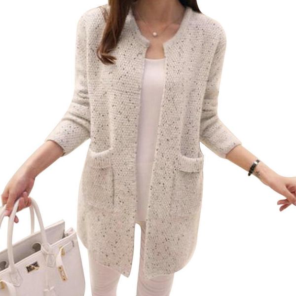 

women sweater winter warm fashion women solid color pockets knitted sweater tunic cardigan drop shipping high quality, White;black