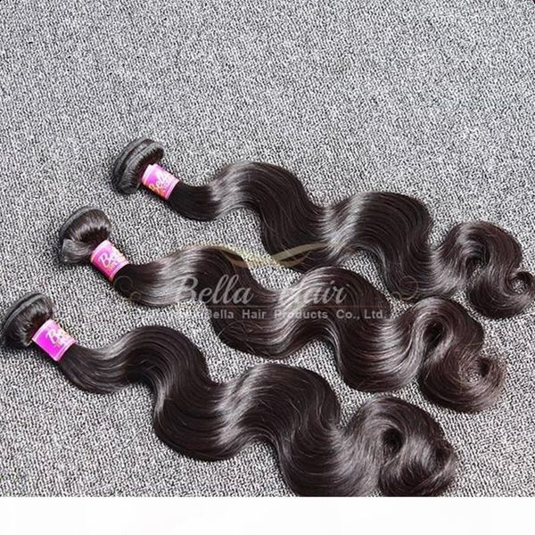 

100% unprocessed peruvian human hair extensions dyeable body wave weft natural color hair bundles bellahair, Black