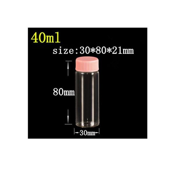 

30*80*21mm 40ml glass jars with plastic cap transparent empty glass bottles jars containers 24pcs/lot 30*80*2 bbyrzm