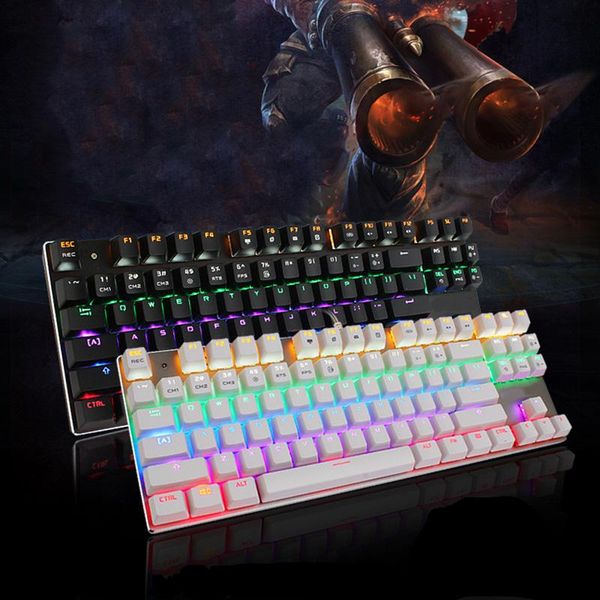 

keyboards blue red black switch backlit led wired keyboard deskgaming mechanical 87/104 anti-ghosting luminous