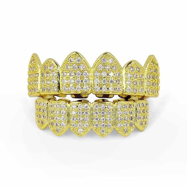 

luxury micro gold inlaid tooth socket pointed vampire teeth hip hop accessories tooth socket factory fashion design, Black