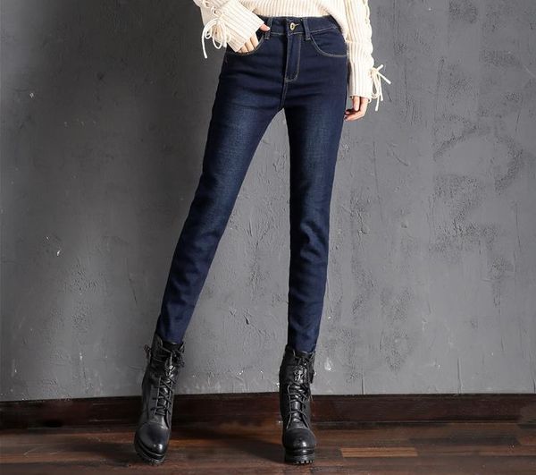 

Autumn Winter Women Addition to Thick Plus Meads Waist Thin Jeans Jt7w, Blue