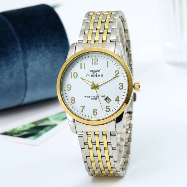 

men's band watch luminous steel new waterproof single calendar automatic quartz gift watch, Slivery;brown