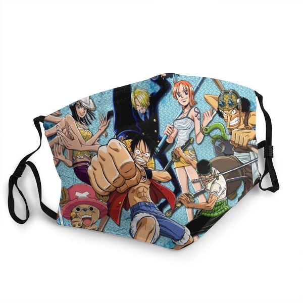 

anime face mask one piece monkey d. luffy nami with filter pocket reusable washable anti dust cover shield for men and womens cosplay bandan