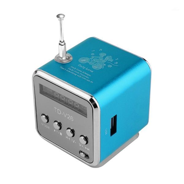 

portable aluminum alloy td-v26 mini speaker portable digital lcd sound micro sd/tf fm radio music stereo loudspeaker for lap