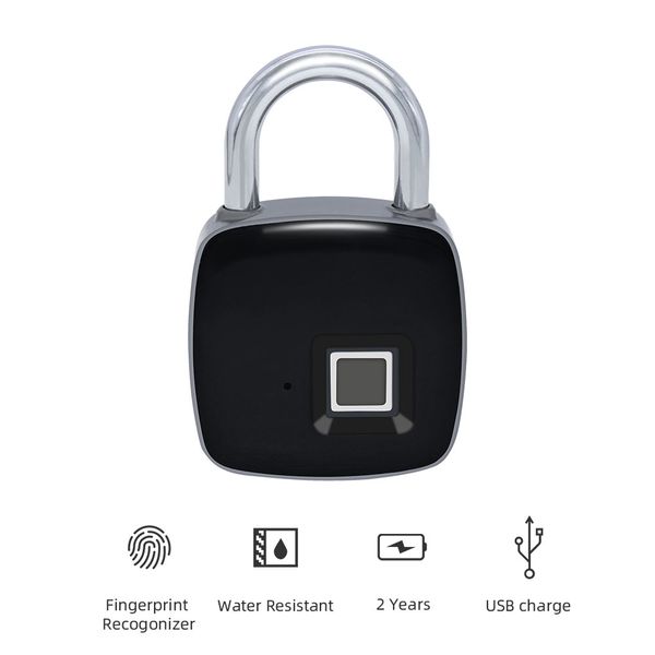 

security smart fingerprint door lock ip65 grace waterproof intelligent padlock square zinc alloy metal