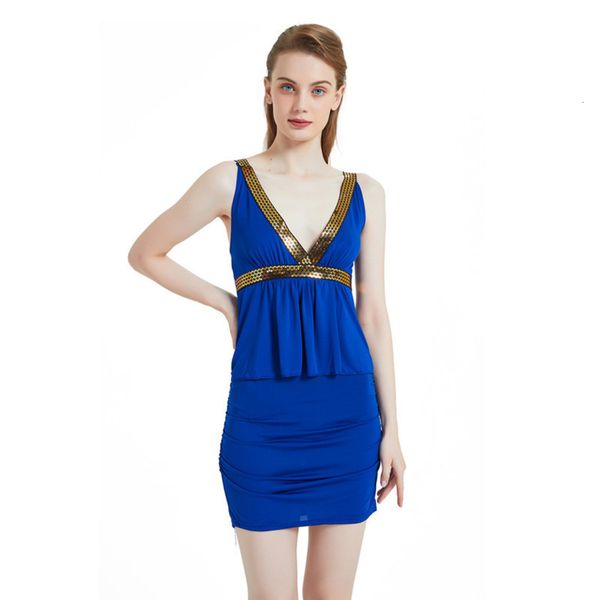 

clean color waist dress large v-neck women's sleeveless hip skirt, White