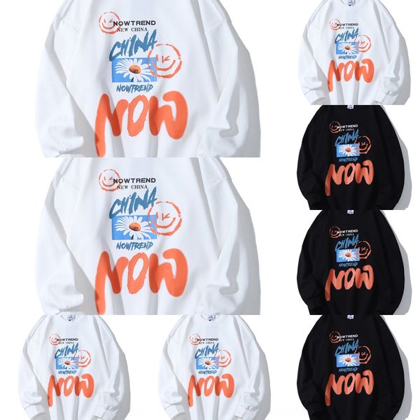 

улица граффити стороны окрашены daisy длинного рукава мужских моды ins хип-хоп пару осенью свободные личности футболка футболки чистые хунвэ, Black