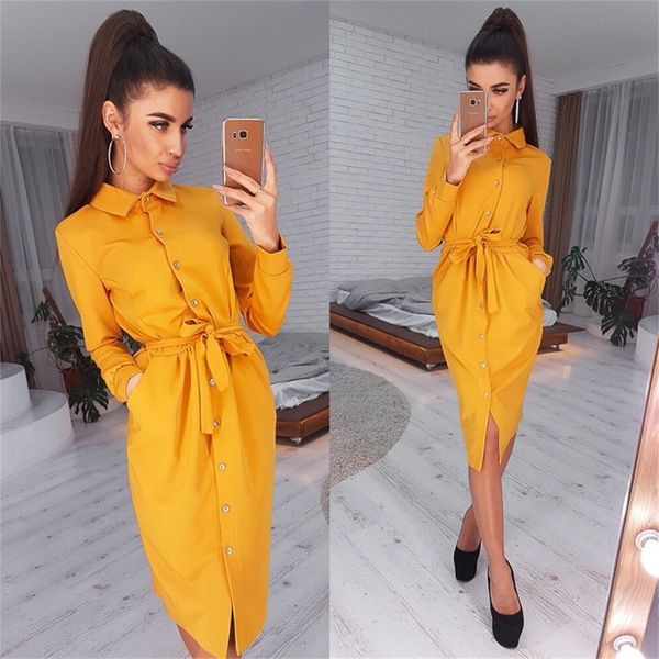 

women vintage front button sashes a-line dress long sleeve turn down collar solid elegant dress autumn fashion women dress lj200808, Black;gray