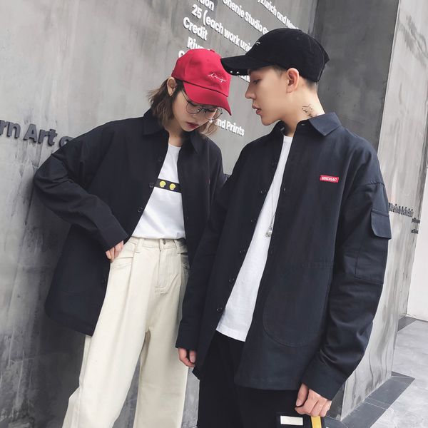 

2021 Spring Summer New Couple Wear Quality Authentic Male Female Fashion Long Shirt O54h, White;black