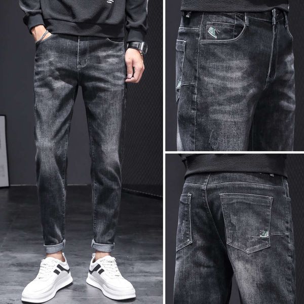 

jeans winter new straight fit youth fashion korean men's casual pants, Blue