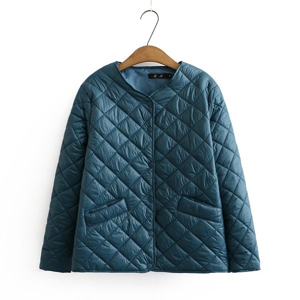 

2021 new 4xl plus size lightweight cotton women winter warm liner collarless coat with botton female slim jackets a7d4, Black
