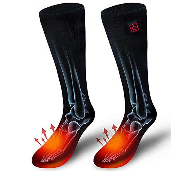 

sports socks rechargeable battery warmer electric heated adjustable for women men winter outdoor skiing cycling sport keep warm, Black