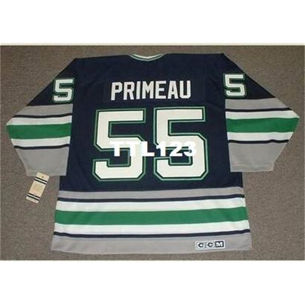 

121 #55 keith primeau hartford whalers 1990's ccm vintage hockey jersey or custom any name or number retro jersey, Black