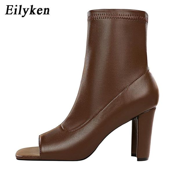 

fashion concise cozy leather ankle boots for women sandals peep toe heels ladies dress shoes, Black