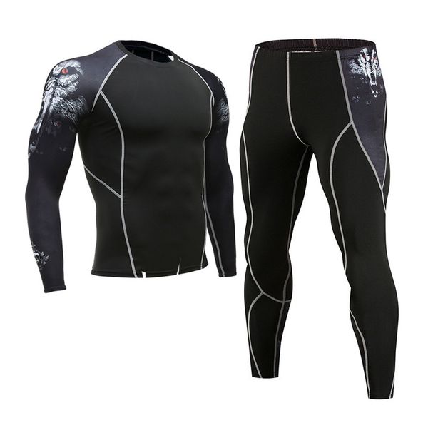 Homens Ginásio Roupas Jogging Terno Compressão MMA Rashgard Masculino Long Johns Inverno Underwear Thermal Roupa de Esportes Terno Brand Vestuário LJ201125