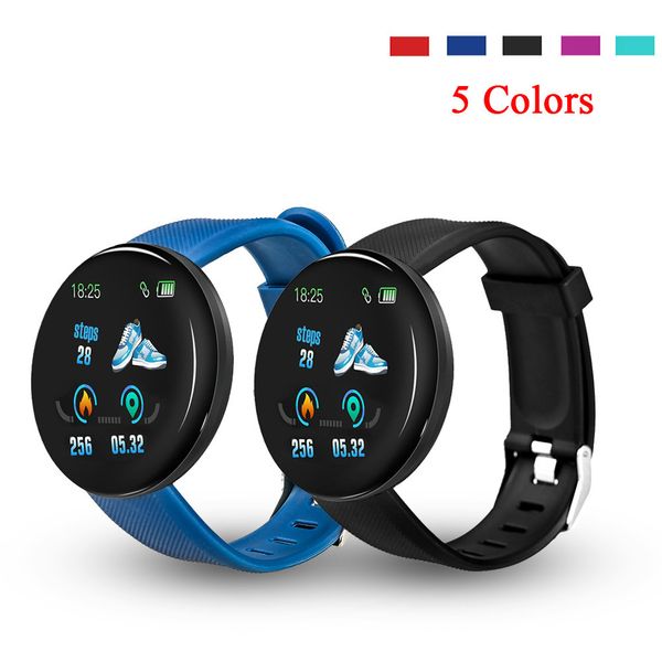 

d18 smart watch men women heart rate blood pressure round smartwatch fitness tracker waterproof sport bracelet smart watch, Slivery;brown