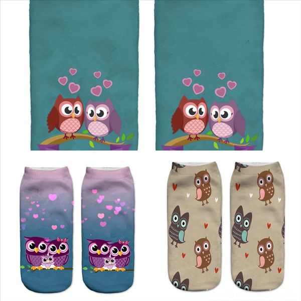 

qpnor socks mens cotton for sports owl brand new christmas socks winter tubing animal print male mix color ankle white inter with socks, Black