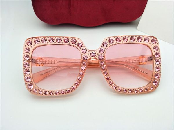 

new designer sunglasses 0148 mosaic diamonds design fashion sunglasses for women large square frame small legs sun glasses, White;black