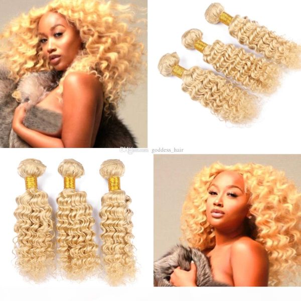 

good quality 613 deep wave hair bundles blonde russian human hair weaves 9a deep curly blench blonde 613 hair weft extensions 10-30 inch, Black