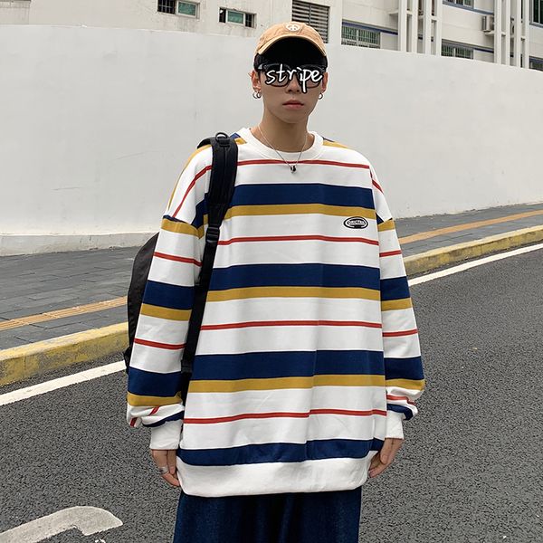 

2021 new autumn spring hoodies of striped men hip hop punk pullover streetwear fashion clothes more oversize 5xl f9r5, Black