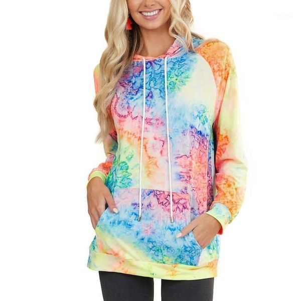 

tie-dyed print oodie oversized hoodie women hooded long sleeve fashion casual loose pocket blouse lady harajuku hoodie1, Black