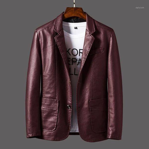 

plus size m-6xl spring autumn mens pu leather jacket slim fit casual blazer coats men faux leather blasers masculino my1641, Black;brown