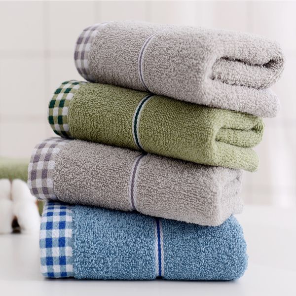 

new cotton towel plaid edge face towel soft absorbent supermarket l gift