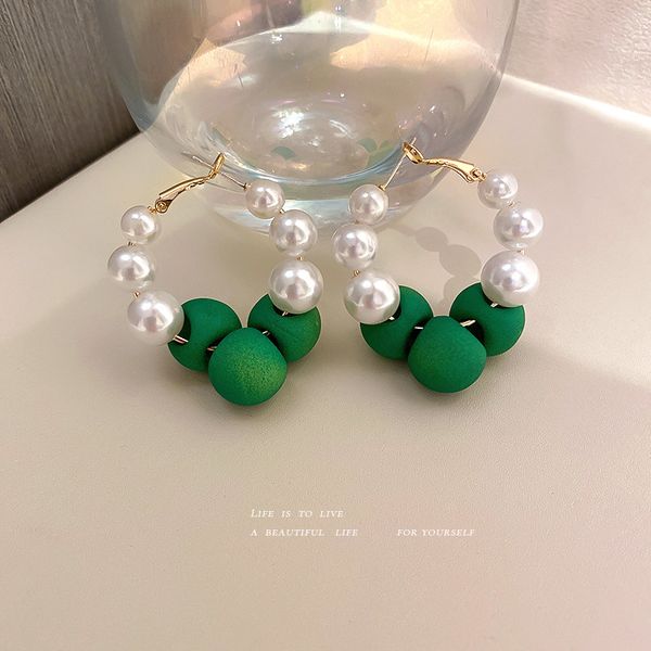 

925 silver needle pearl eardrop earring korean retro personalized eardrops light luxury circle special-interest design creative earrings, Golden;silver